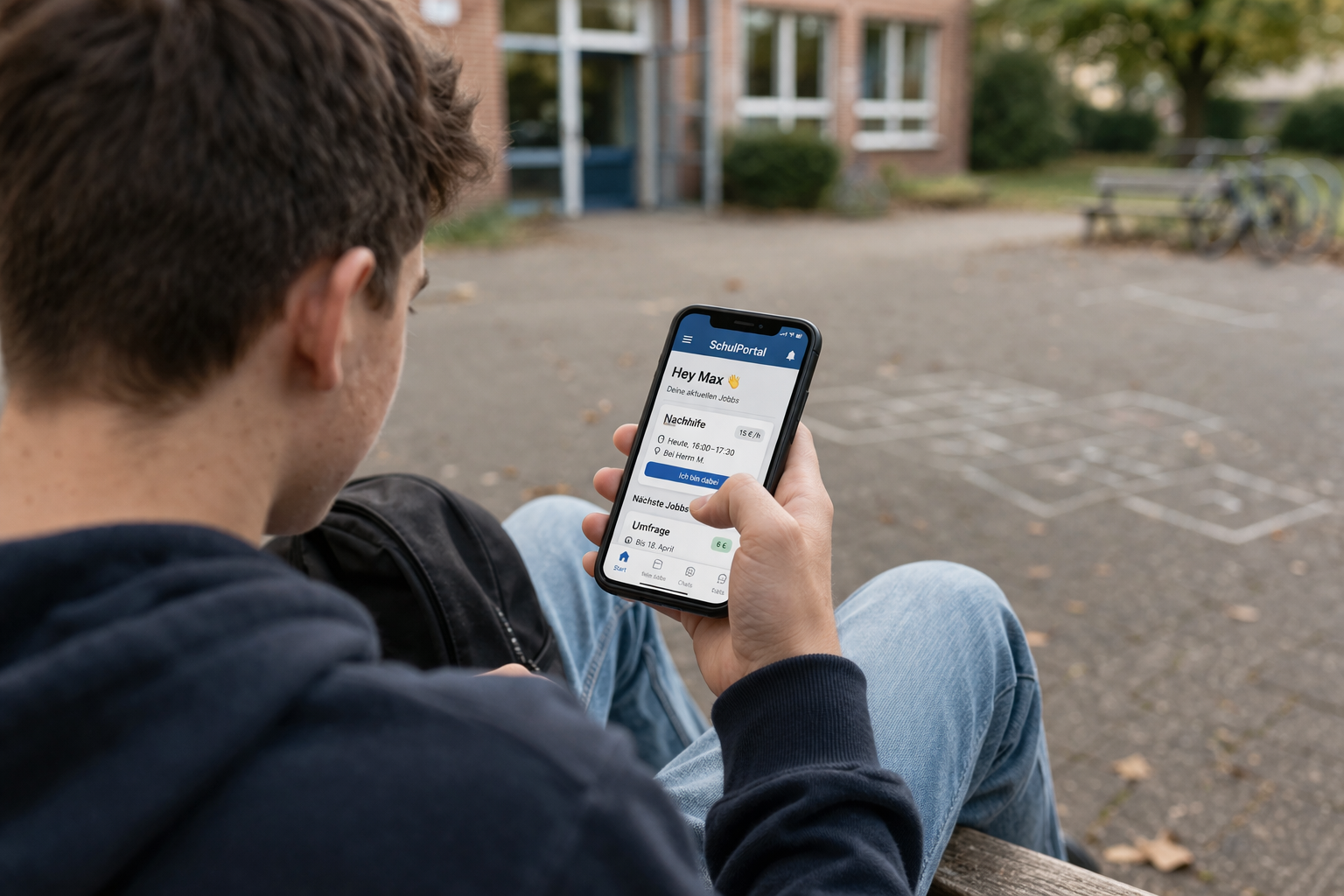 Schüler nutzt die Jobbi App auf dem Smartphone